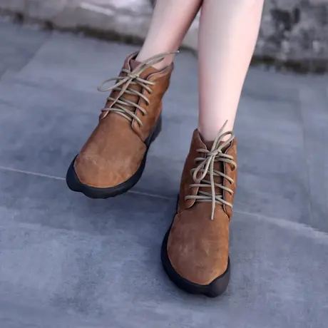 Artmu【断码清仓】厚底马丁靴女踝靴中性平底短靴休闲女靴皮靴图片