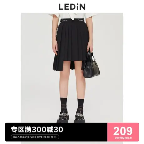 【商场同款】乐町少女百褶裙夏季新款黑色半身裙女C2GEC3201图片