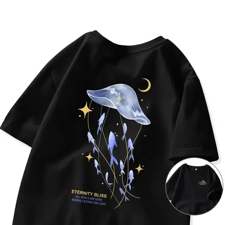 ZR真维斯黑色短袖女t夏季 2023新款纯棉大码半袖时尚百搭设计上衣商品大图