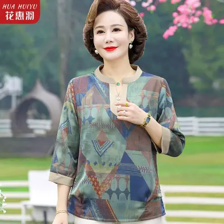 中老年人女装上衣新款大码中年女士高贵洋气小衫t恤妈妈春装衬衫商品大图