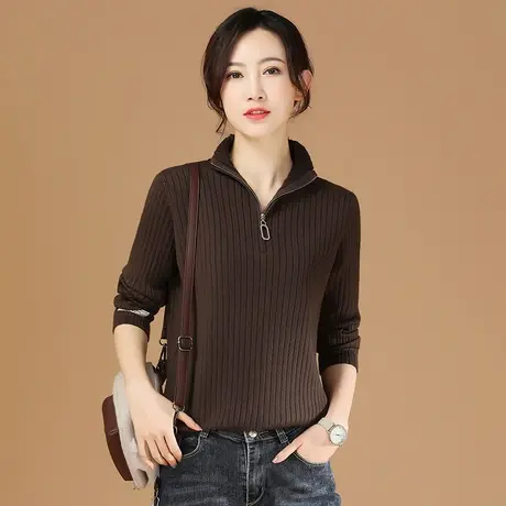 韩潮袭人复古立领长袖打底针织衫休闲宽松2023秋季新款套头毛衣女图片