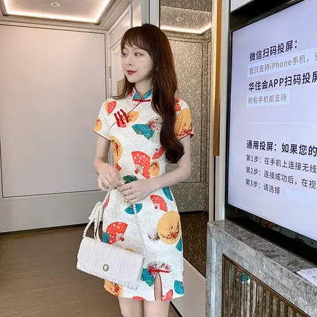 年轻款少女改良版旗袍裙日常中国风甜美风连衣裙女2023夏季短款裙商品大图