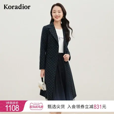 珂莱蒂尔秋冬新款印花风衣外套女中长款气质英伦风长款显瘦外套女图片