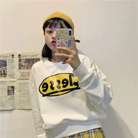 原创设计2020春秋新款韩版薄款小个子宽松短款套头卫衣女长袖上衣图片