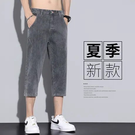 痞帅七分休闲牛仔短裤男款外穿夏季薄款五分男裤子2023年新款潮牌图片