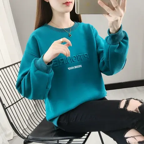 设计感小众卫衣女秋冬韩版宽松bf慵懒风ins加绒加厚保暖上衣外套图片