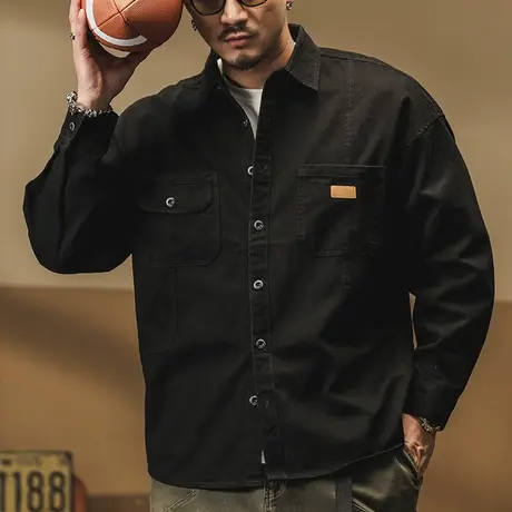 百搭工装衬衫长袖休闲春秋季男装外套时尚衬衣外套男春秋男士外套图片