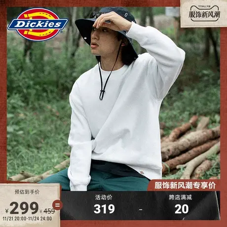 Dickies 秋冬三原色小logo加绒圆领美式卫衣男女情侣同款宽松图片