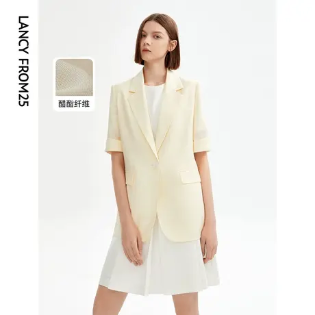 朗姿醋酸气质职业高级感薄款西装短袖外套2023年新款夏季西服上衣图片