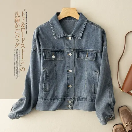 享永子有型有范！好品质水洗做旧工装风牛仔外套女复古港风夹克衫图片