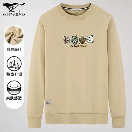 七匹狼狼族生活长袖套头卫衣男士纯棉舒适时尚春秋季青年休闲上衣图片