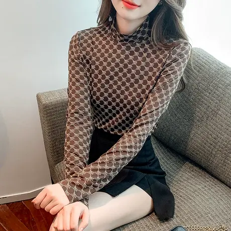 2023秋冬新款洋气时尚长袖打底衫女修身内搭半高领气质漂亮小衫女商品大图