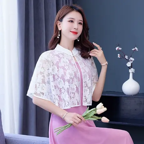 短款披肩外搭女2022夏季新款蕾丝无袖防晒罩衫宽松大码披风斗篷仙图片