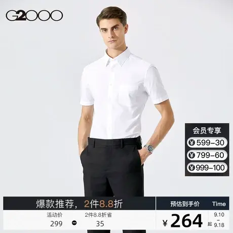 G2000男装2023夏季新款职业商务透气衬衣简约纯色休闲短袖衬衫男图片