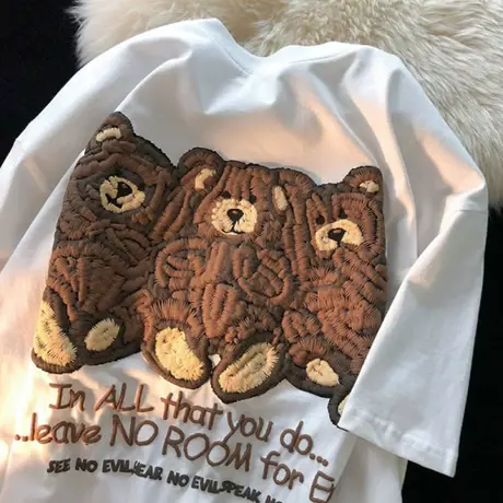 短袖t恤女2022新款半袖设计感小众宽松韩版bf慵懒风ins超火上衣服商品大图