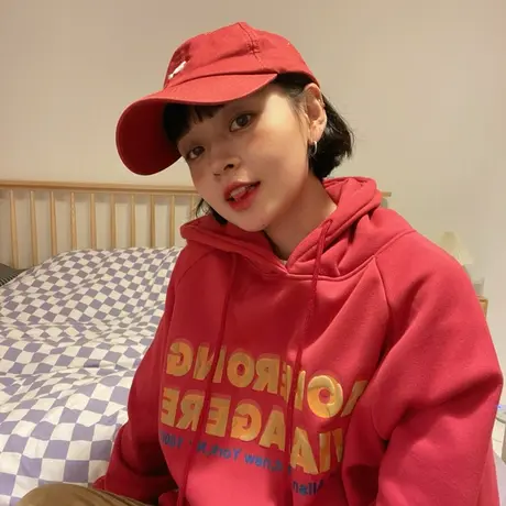 红续美式复古棕色加绒加厚连帽卫衣女宽松情侣款外套2023年新款图片