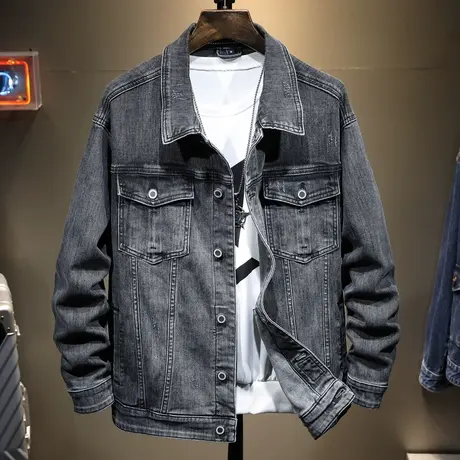 夏季牛仔外套男潮牌宽松加肥加大码胖子春夏街头休闲工装夹克男生图片