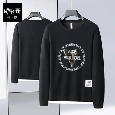 伟臣潮流大码印花套头卫衣男胖子加肥加大宽松弹力圆领肥佬上衣男商品大图