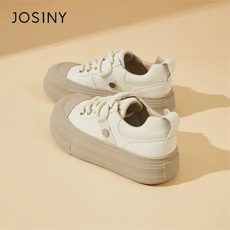 Josiny/卓诗尼厚底小白鞋女2024春季新款爆款溶解鞋松糕运动板鞋商品大图
