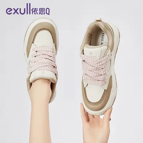exull/依思Q2024新款春季百搭轻便女款鞋子厚底拼色板鞋休闲鞋商品大图
