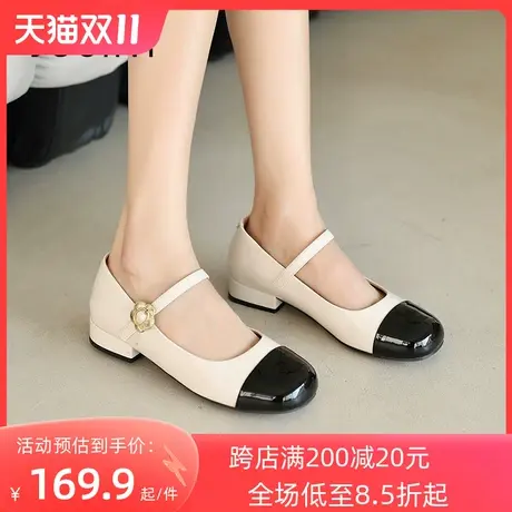 卓诗尼2023秋季新款粗跟单鞋潮流百搭休闲女鞋时尚舒适甜美小皮鞋商品大图