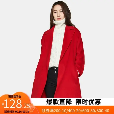 【断码L】艾格冬季女装不过时羊毛个性潮搭中长款大衣外套Y429商品大图