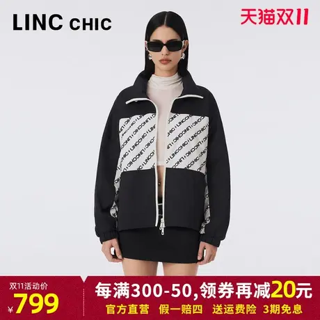 LINCCHIC金羽杰2023年秋季新款立领印花拼接短外套女S233JK416Y图片