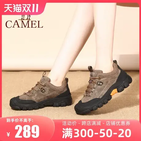 骆驼女鞋2023秋季新款户外休闲运动登山鞋女徒步鞋真皮情侣工装鞋图片