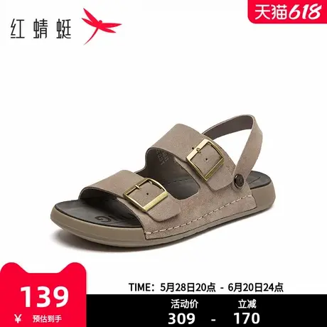 红蜻蜓凉鞋男2025夏季新款外穿休闲凉鞋轻便勃肯沙滩鞋男WTT25064商品大图