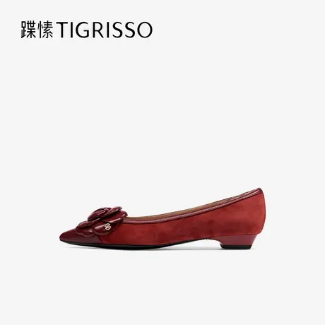 【山茶花】蹀愫小香风红色平底浅口单鞋女TA54520-12图片