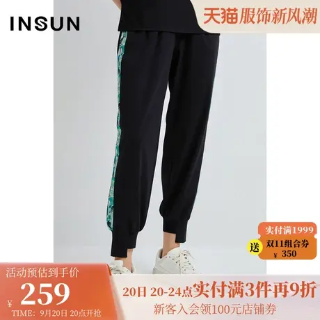 恩裳夏季女装时尚运动风潮流印花百搭直筒休闲女裤新商品大图