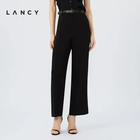 LANCY/朗姿2023夏季新款高腰阔腿裤女休闲气质复古通勤裤子商品大图