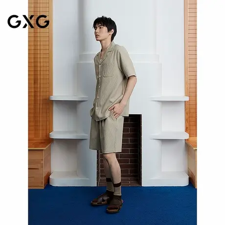 GXG男士家居服 透气翻领短袖短裤睡衣套装男 25年春夏新品商品大图