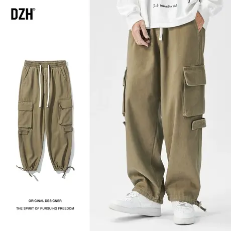 男士美式工装裤潮牌男2023新款秋款拖地裤垂感高级感直筒裤阔腿裤图片