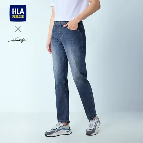 HLA/海澜之家轻商务时尚系列牛仔裤25春秋新五袋款腰里绣花裤子男图片