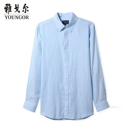 雅戈尔奥莱 商场同款男士长袖衬衫秋季新款官方商务汉麻长袖衬衣商品大图