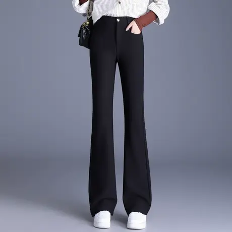 黑色西装微喇裤女春秋2025新款高腰梨形身材垂感显瘦休闲裤子长裤图片