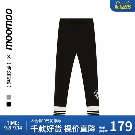 moomoo童装打底裤女童春秋新款针织加厚保暖舒适螺纹舒适亲肤长裤商品大图