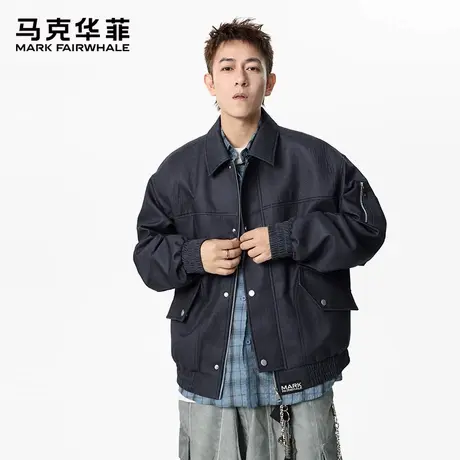 马克华菲美式翻领夹克男士秋季2025新款潮牌痞帅休闲宽松上衣外套图片