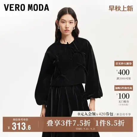 Vero Moda奥莱外套女秋冬新款光泽感哑光蝴蝶结装饰优雅上衣大衣商品大图