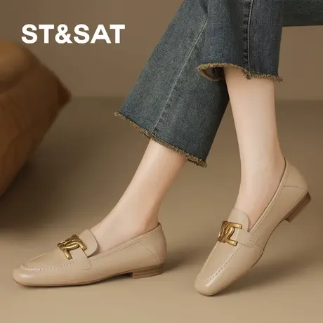 星期六爆款复古深口单鞋女新款低粗跟懒人一脚蹬乐福鞋软底女鞋商品大图