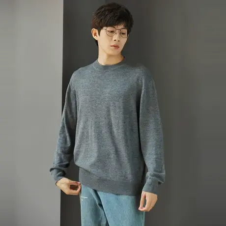 唐狮打底衫男秋冬新款黑科技发热圆领毛衣青少年黑色内搭针织衫潮商品大图