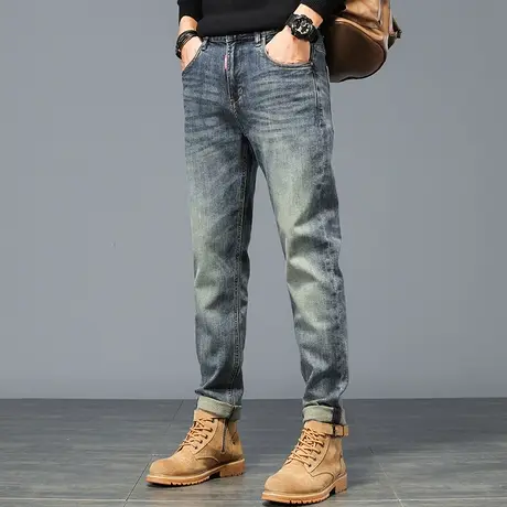 港风潮流男士牛仔裤宽松直筒男裤牛仔裤百搭美式复古潮流牛仔裤商品大图