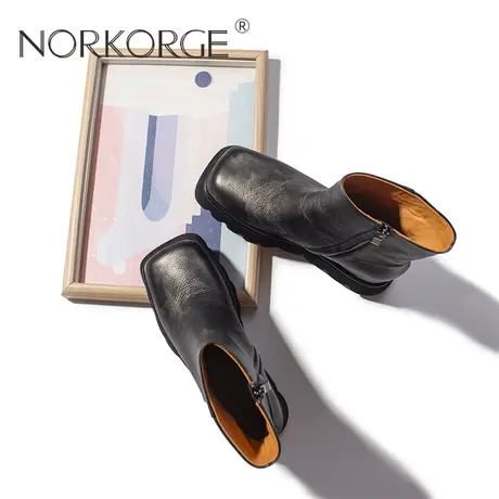 复古黑金时装短靴图片