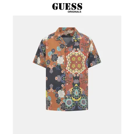 GUESS23年新款秋男士复古油画印花泰式夏威夷衬衣-M4RH40W9PN2商品大图