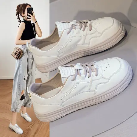 真皮小白鞋子女鞋秋季2023新款百搭ins潮女款运动休闲鞋软底板鞋商品大图