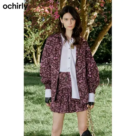 【百亿补贴官方直播】欧时力 宽松运动外套秋中长印花休闲图片