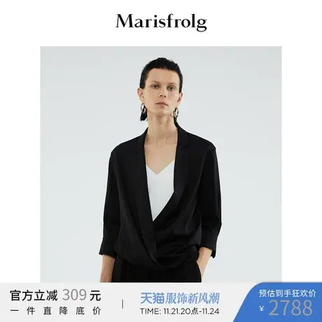 玛丝菲尔夏季新品时髦个性垂感设计感通勤休闲七分袖西装外套女商品大图