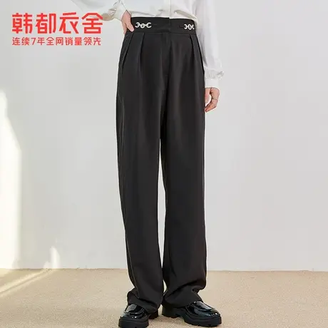 韩都衣舍秋冬新款女装韩版宽松直筒裤拖地休闲裤女OD20058商品大图