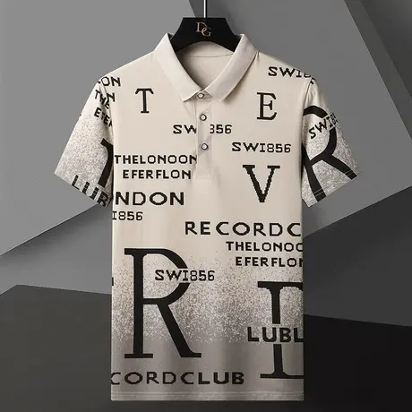 夏季运动polo衫男潮牌宽松纯棉轻商务渐变色百搭翻领短袖t恤男士图片